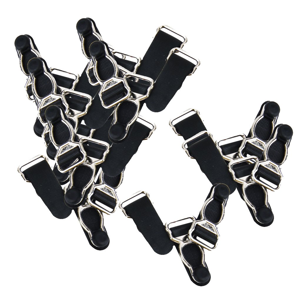 Segolike20 Pieces Men Women Corset Leg Garter Suspender Ends Hosiery Stocking Clips Black
