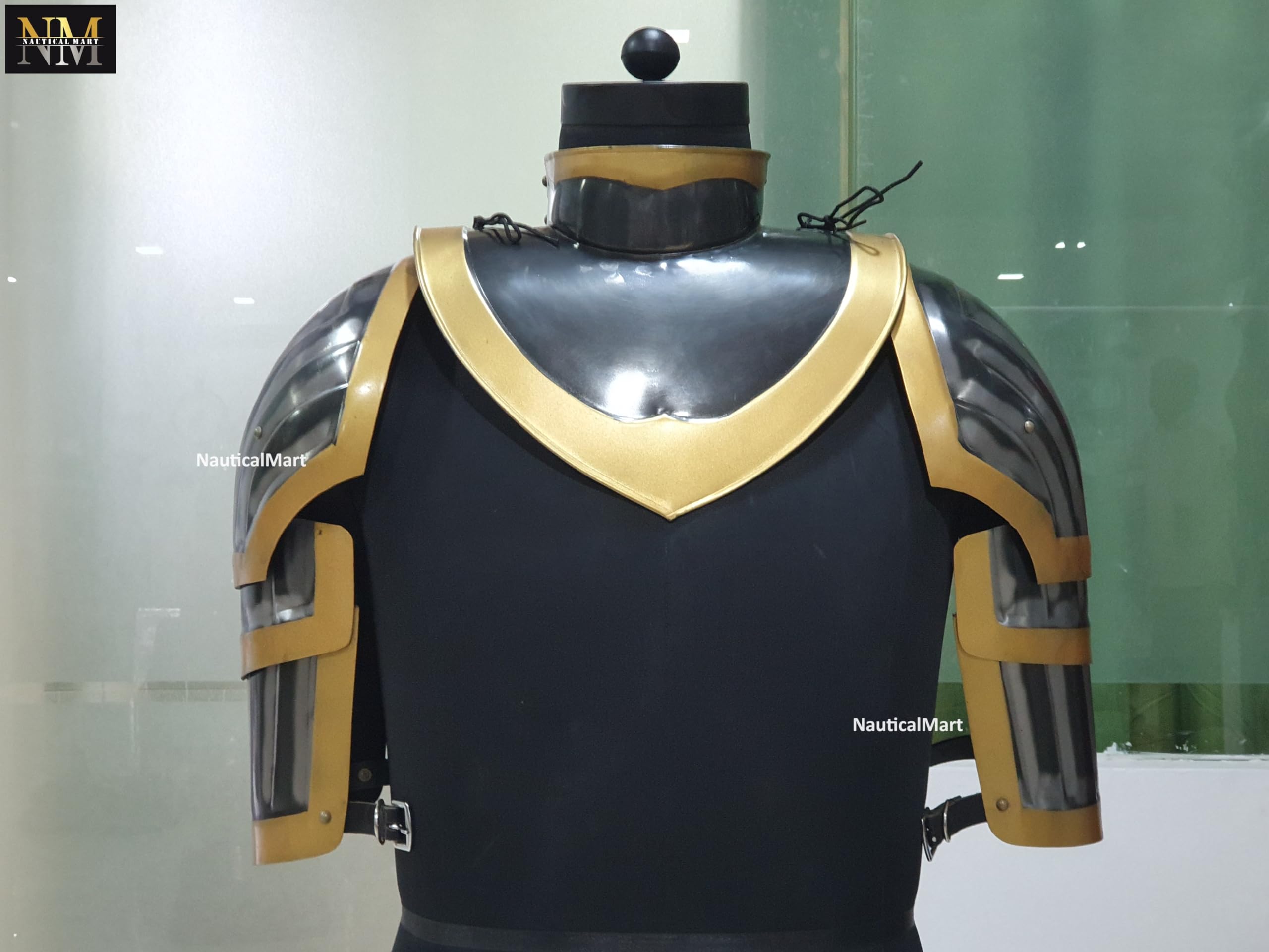 NauticalMart Gothic Women Pair of Pauldrons with Gorget for Lady Knight Armor, Fantasy Cosplay, LARP Clothing Costume, Medieval Female Armour