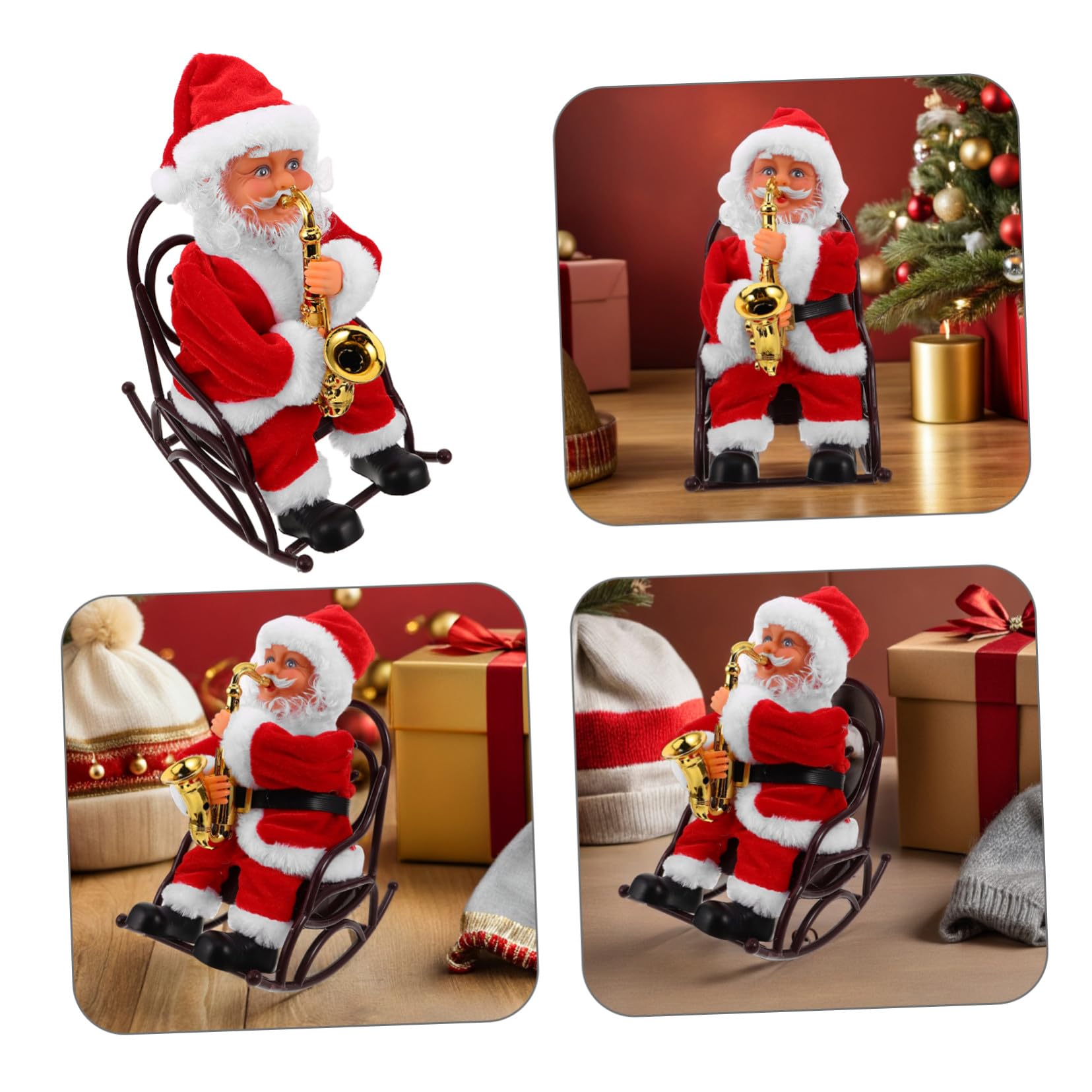 UPKOCH Juguete de Papá Noel Eléctrico con Música y Silla de Ruedas Figura Decorativa para Fiestas Navideñas Juguete Divertido Adultos