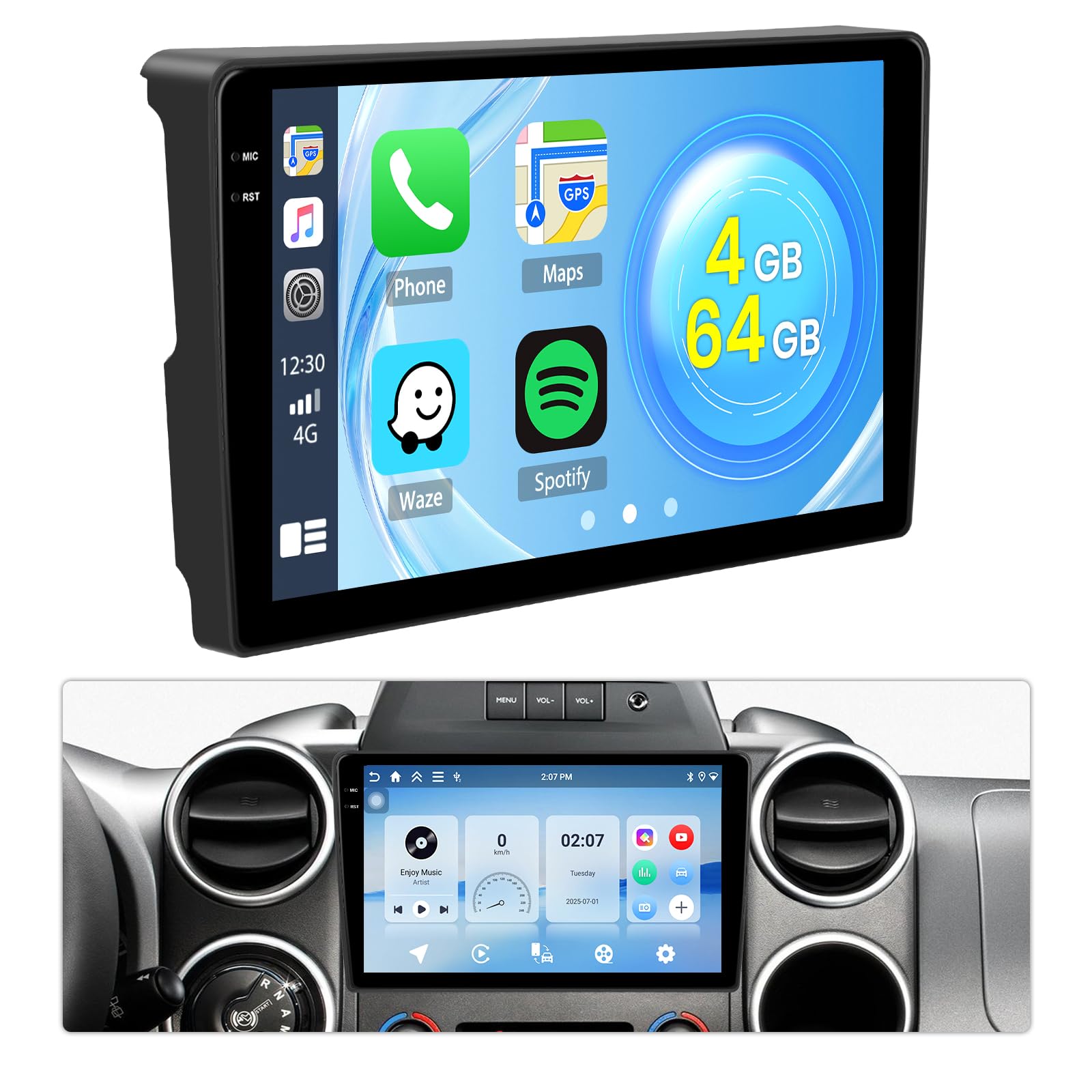 Roinvou 4G+64G Android 15 Autoradio pour Citroen Berlingo & Peugeot Partner 2015-2018 sans Fil Carplay Android Auto, 9'' Incell Écran Tactile Radio GPS Bluetooth FM RDS WiFi EQ SWC Caméra de Recul