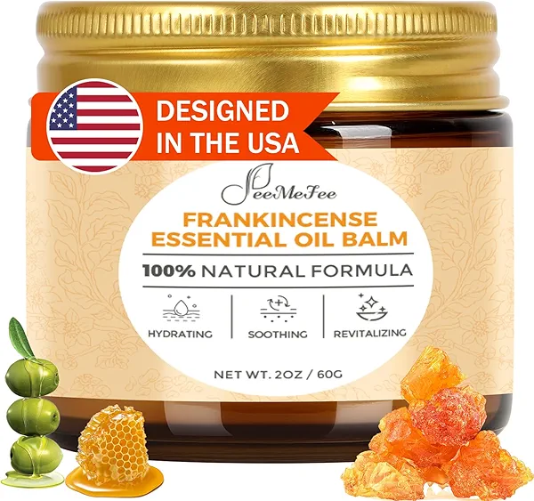 FeeMeFee Frankincense Balm 2oz, Frankincense Essential Oil with Myrrh for Soothing Relief, Muscle Relaxation, Boswellia Serrata, Olive Oil, Vitamin E, Moisturizer for Dry, Cracked Skin