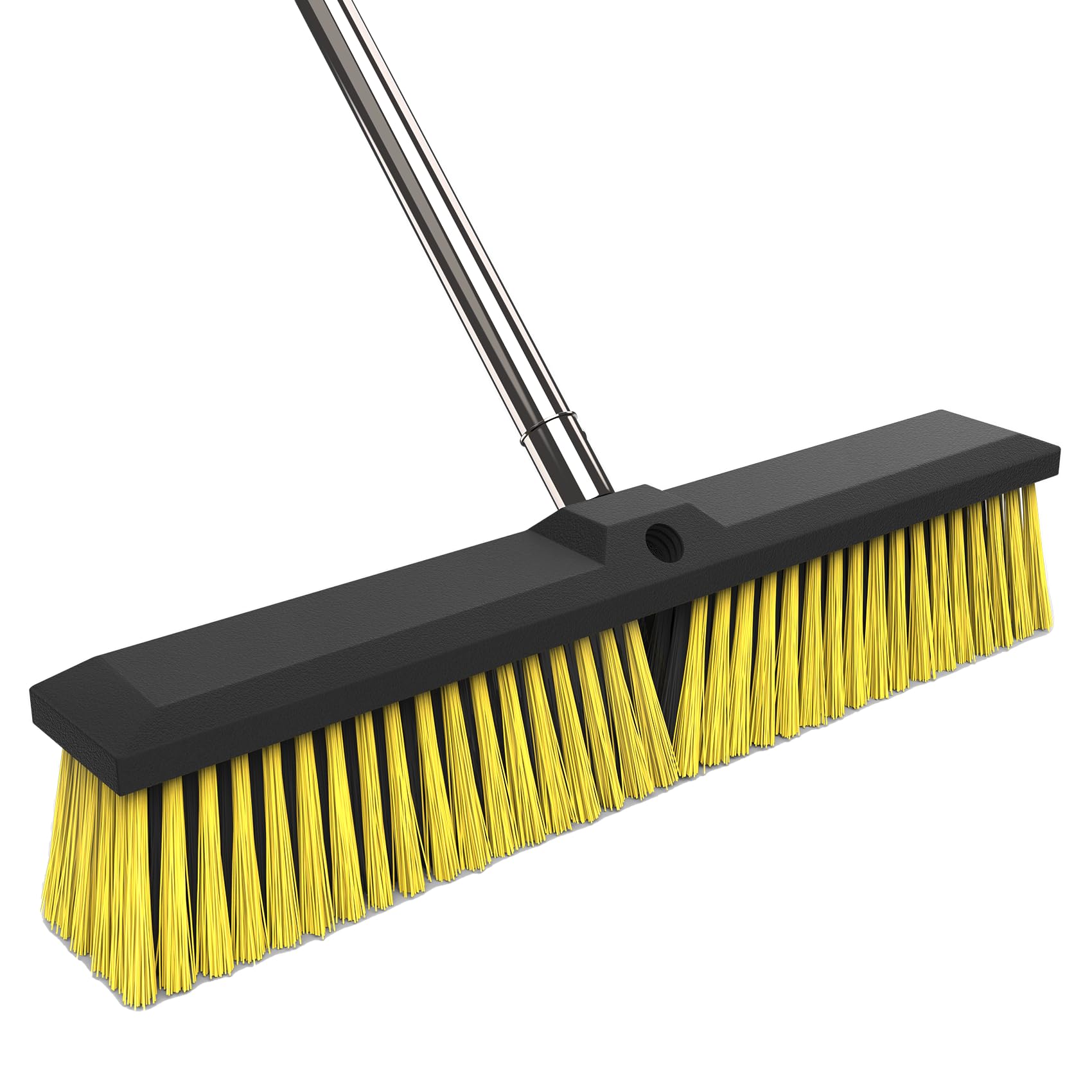 Photo 1 of 18 Inches Push Broom Outdoor with 65" Adjustable Handle, Heavy Duty Outdoor Broom with Stiff Bristles, for Cleaning Yard, Garage, Shop, Driveway, Wood, Stone, Deck, Concrete, and Tile Floor.