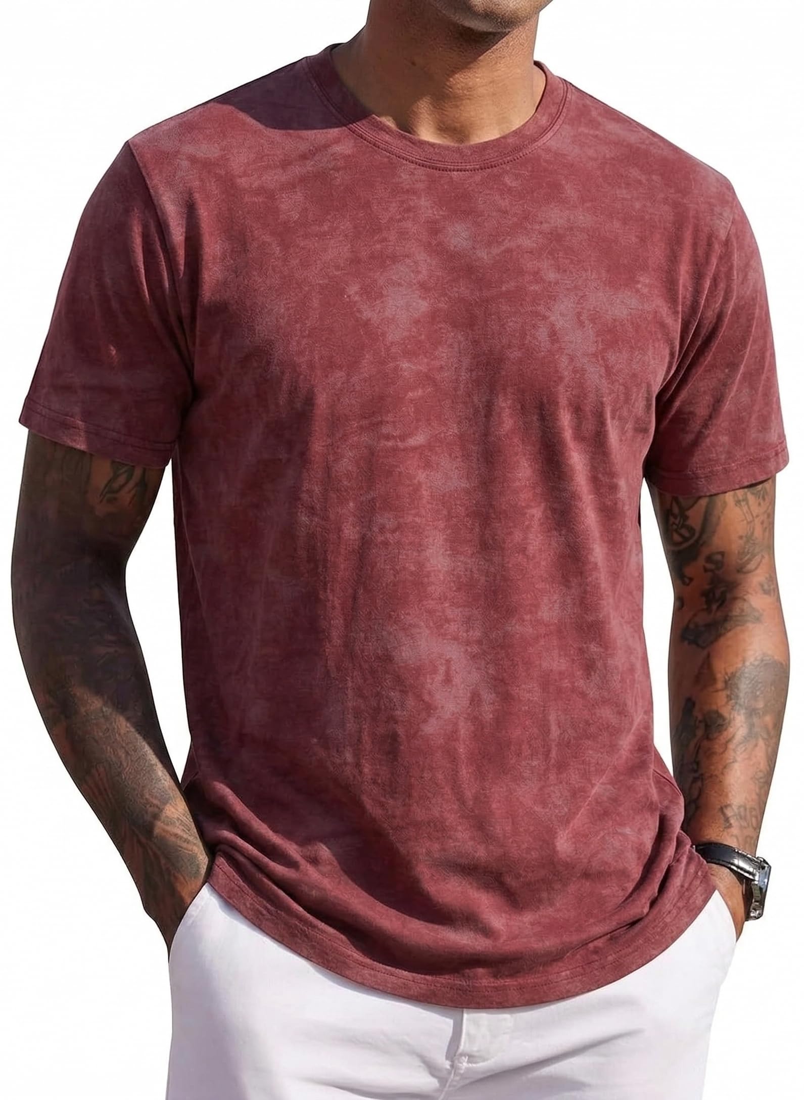 JEEGAL Herren T-Shirt Rundhals, 95% Baumwolle 5% Elasthan, Regular Fit Kurzarm Shirt mit Print, bequemes Männer Basic Shirt für Alltag Freizeit Sommer