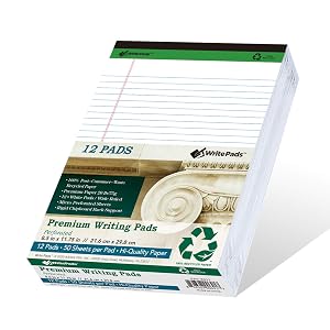 KAISA Thick Legal Pad Premium Writing Pads With Thick Chipboard Back Support Wide Ruled 8 5x11 inch 20lb
