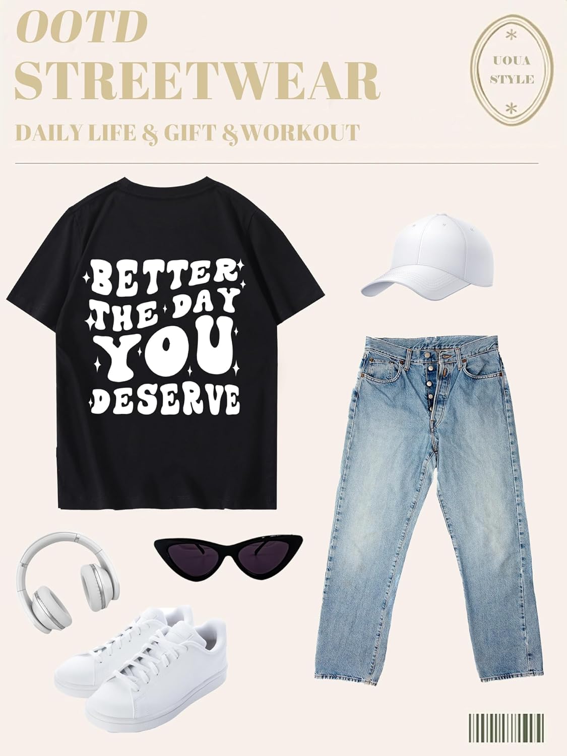 UOUA Mens Graphic Tees Vintage T-Shirts Oversized Letter Print Casual Crewneck Cotton Top Short Sleeve Rapper Streetwear - Image 7