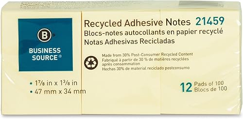 Business Source Notas adhesivas amarillas, 1-78" x 1-38" (21459)