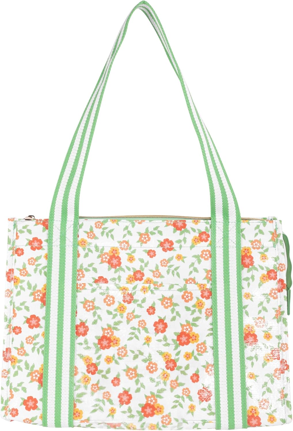 Martha Stewart Large Lunch Bag, Insulated Lunch Box for Women, Small, Water-Resistant with Comfortable Carry Straps, Small Cooler Measures 14" x 8" x 10", Floral Cloud Dancer