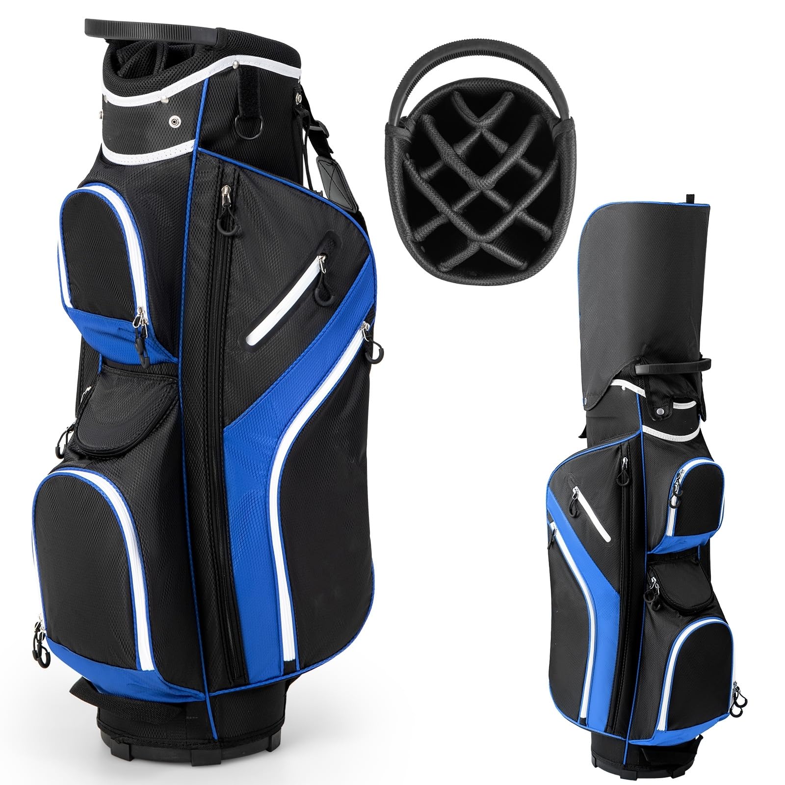 LIFEZEAL Sacca Golf, Travel Bag, Custodia a 14 Scomparti, Borsa Golf a Spalla, Leggera, Impermeabile, Portatile, con Cinghia, Portabicchierie, 9 Sacchi, Borsa Termica, Portaombrello