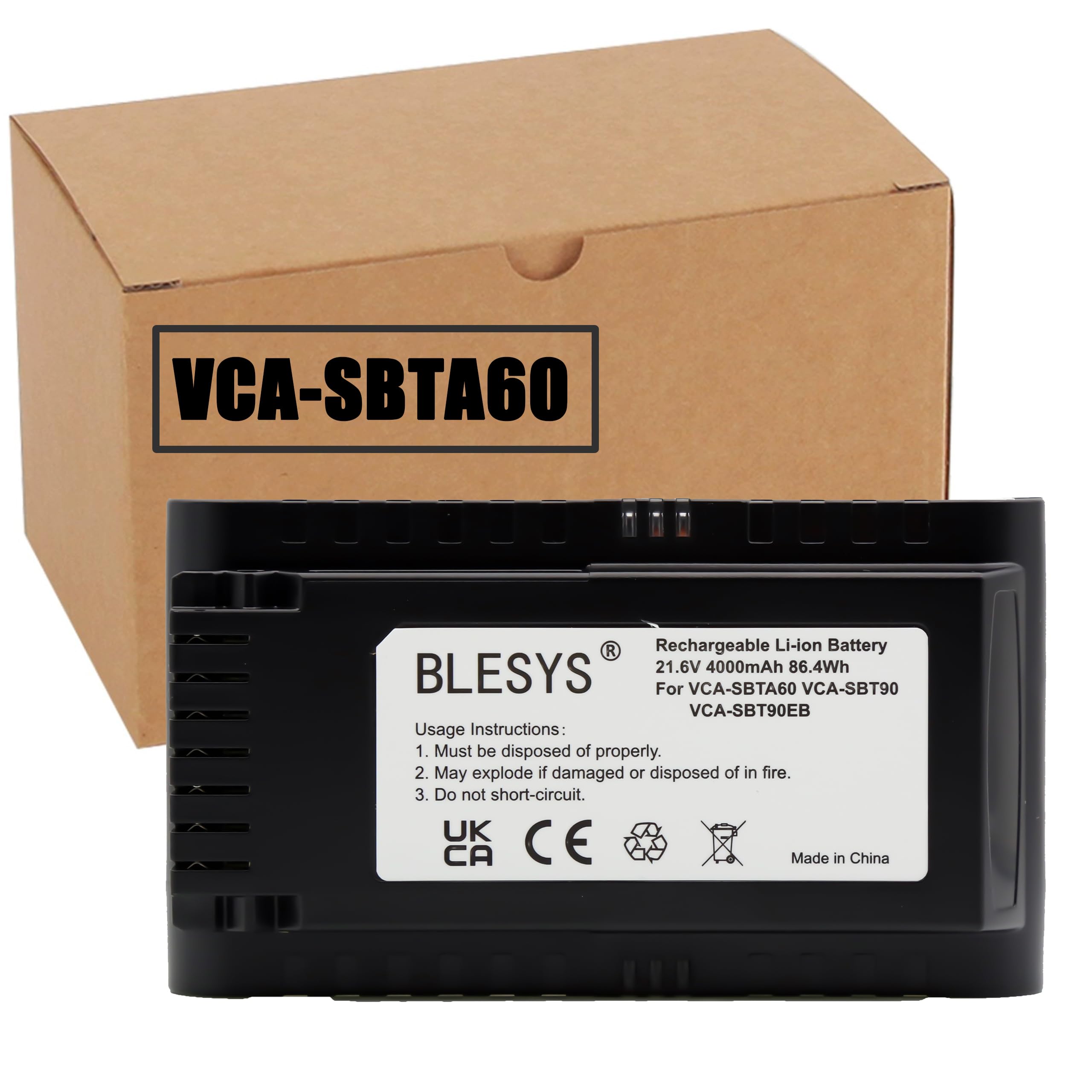 BLESYS VCA-SBTA60 VCA-SBTA60/VT Batteria per Samsung Jet 60 Turbo Jet 65 Pet Pro Aspirapolvere VS15A6031R1 VS15A6031R4/ET VS15A60AGR5/WA 21,6V 86,4Wh