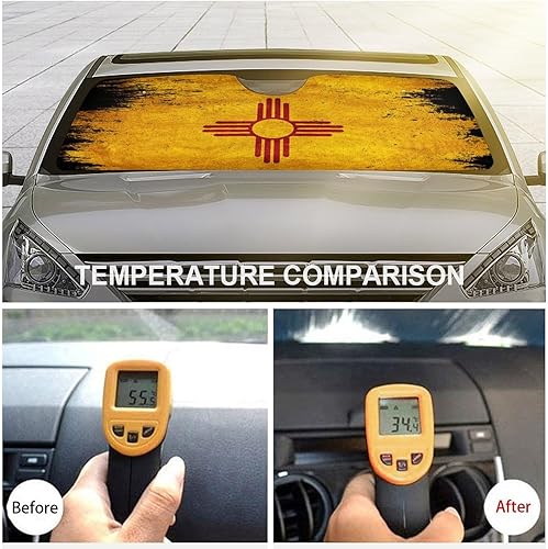 Miniatura 5 de Parasol para parabrisas de automóvil con bandera de Nuevo México envejecido, bloquea los rayos UV, mantiene el vehículo fresco