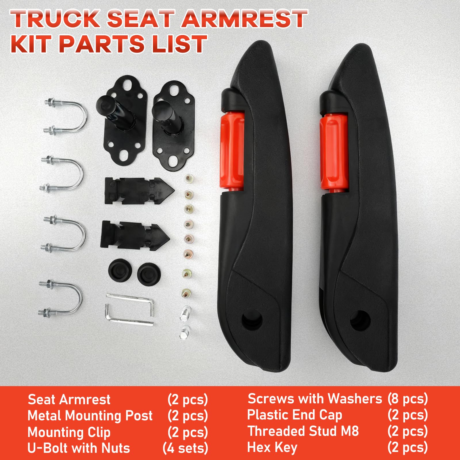 Bracciolo per sedile auto compatibile con VW T4 T5 T6 F-iat Ducato, bracciolo regolabile 0-120 gradi, 37 cm, dimensione universale regolabile, bracciolo portatile per camion, auto, camper - 1 paio