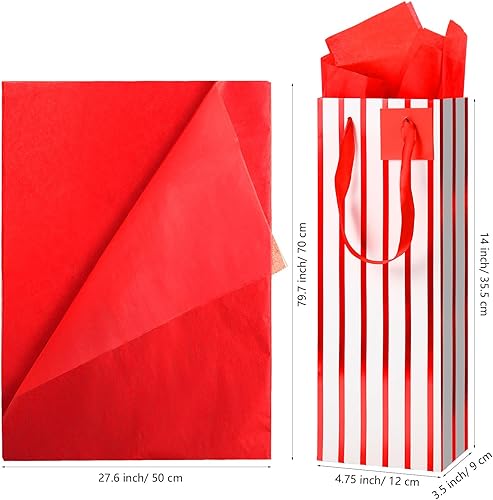 Miniatura 15 de Chrisfall 12 bolsas de vino para botellas, bolsas de regalo de vino, papel kraft a granel con asas, etiquetas, papel de seda para envoltura