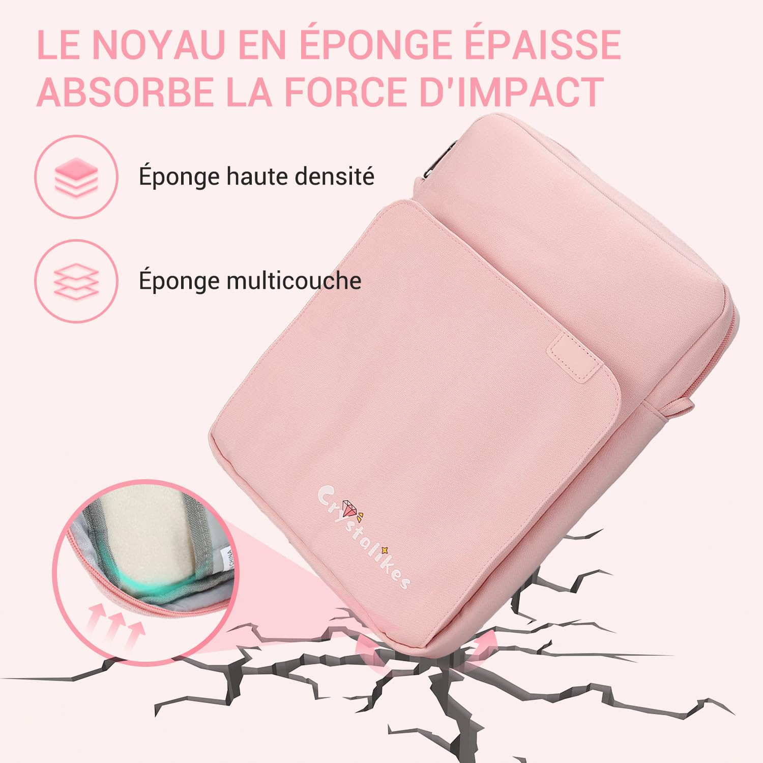 Housse Proctive avec bandoulière pour tablette de 13" – Compatible avec iPad Pro 11", 10e et 10,9", iPad 9/8/7e génération, Tab S8/S9 11" (rose)