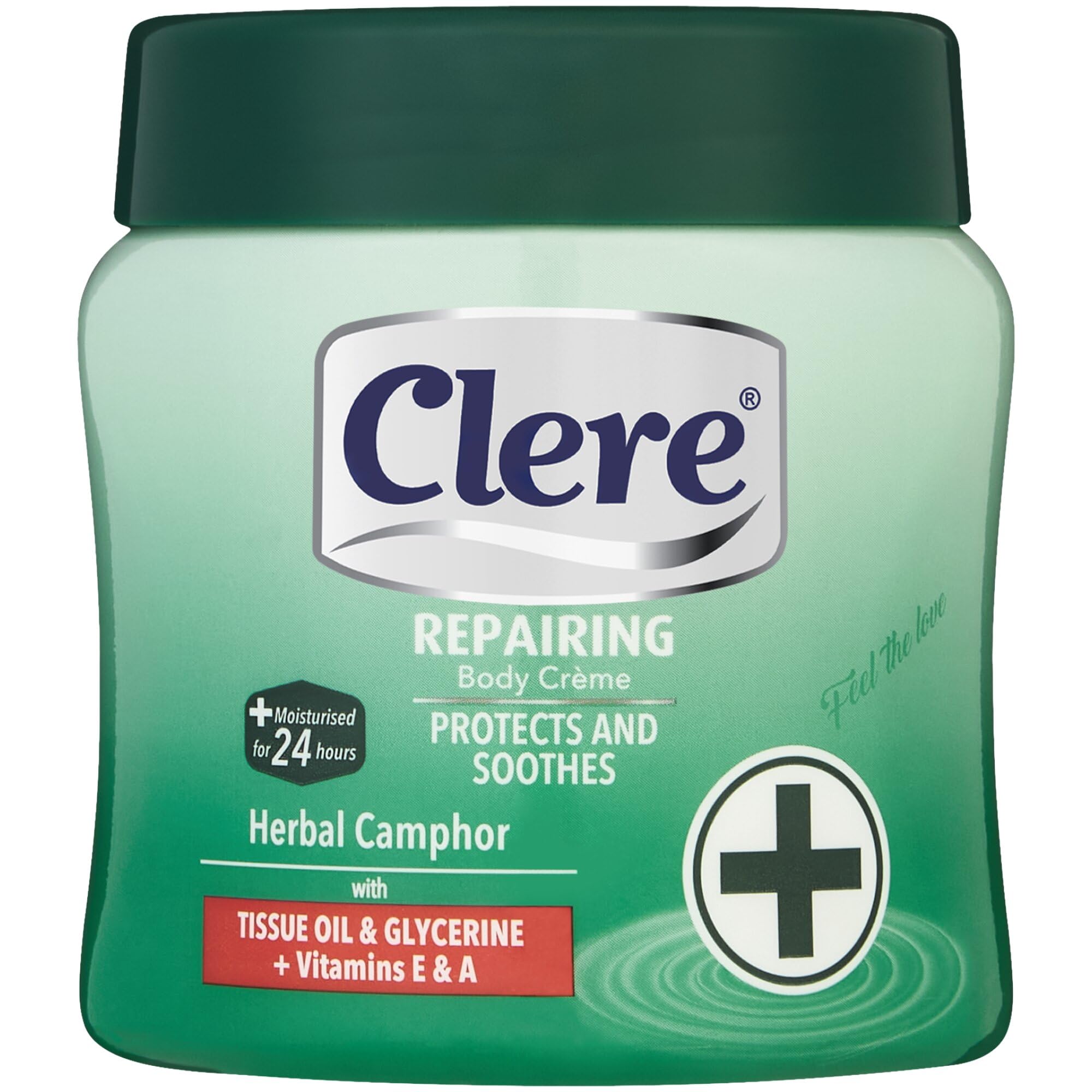 Clere Repairing Body Cream with Herbal Camphor, Tissue Oil, Glycerine, Vitamins E & A, 24-Hour Moisturisation, 500ml