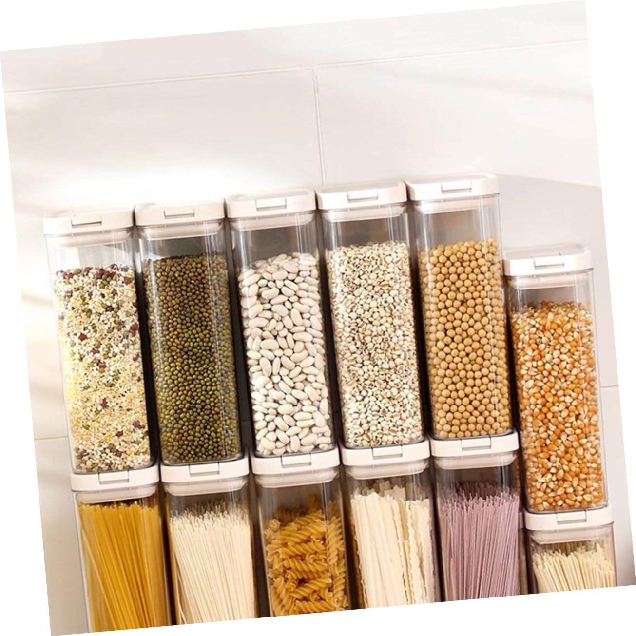 Cabilock 5piezas Contenedor De Pasta Reutilizable Para Almacenamiento De Espaguetis y Organizador De Despensa Para Alimentos Secos y Snacks Hermético y Práctico Para Cocina