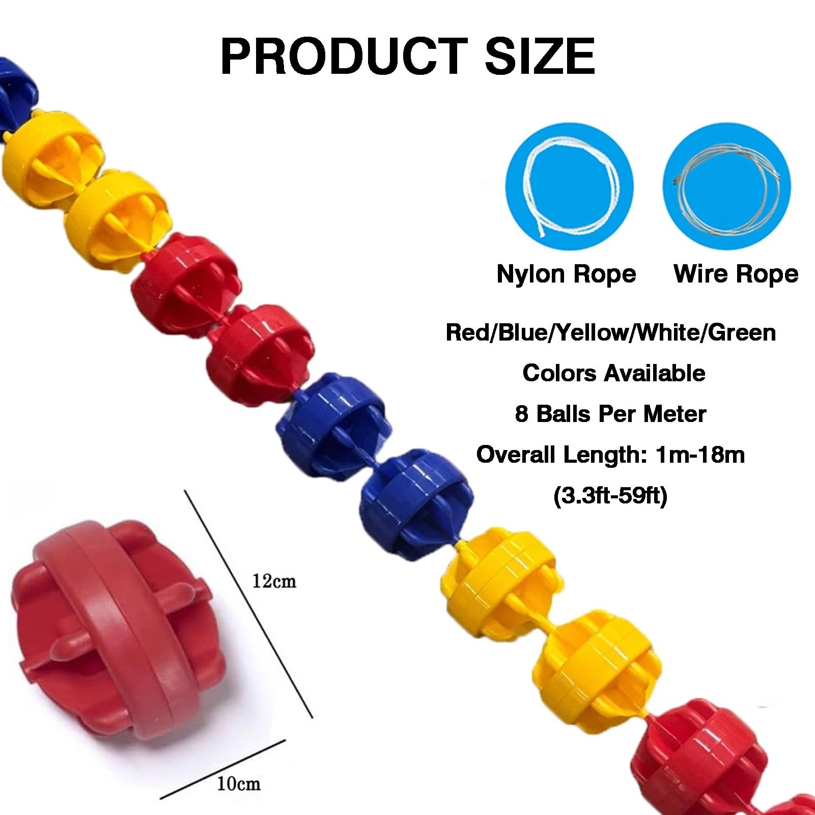 Línea de Carril de Piscina Hexagonal de 12 cm (sin Ganchos)