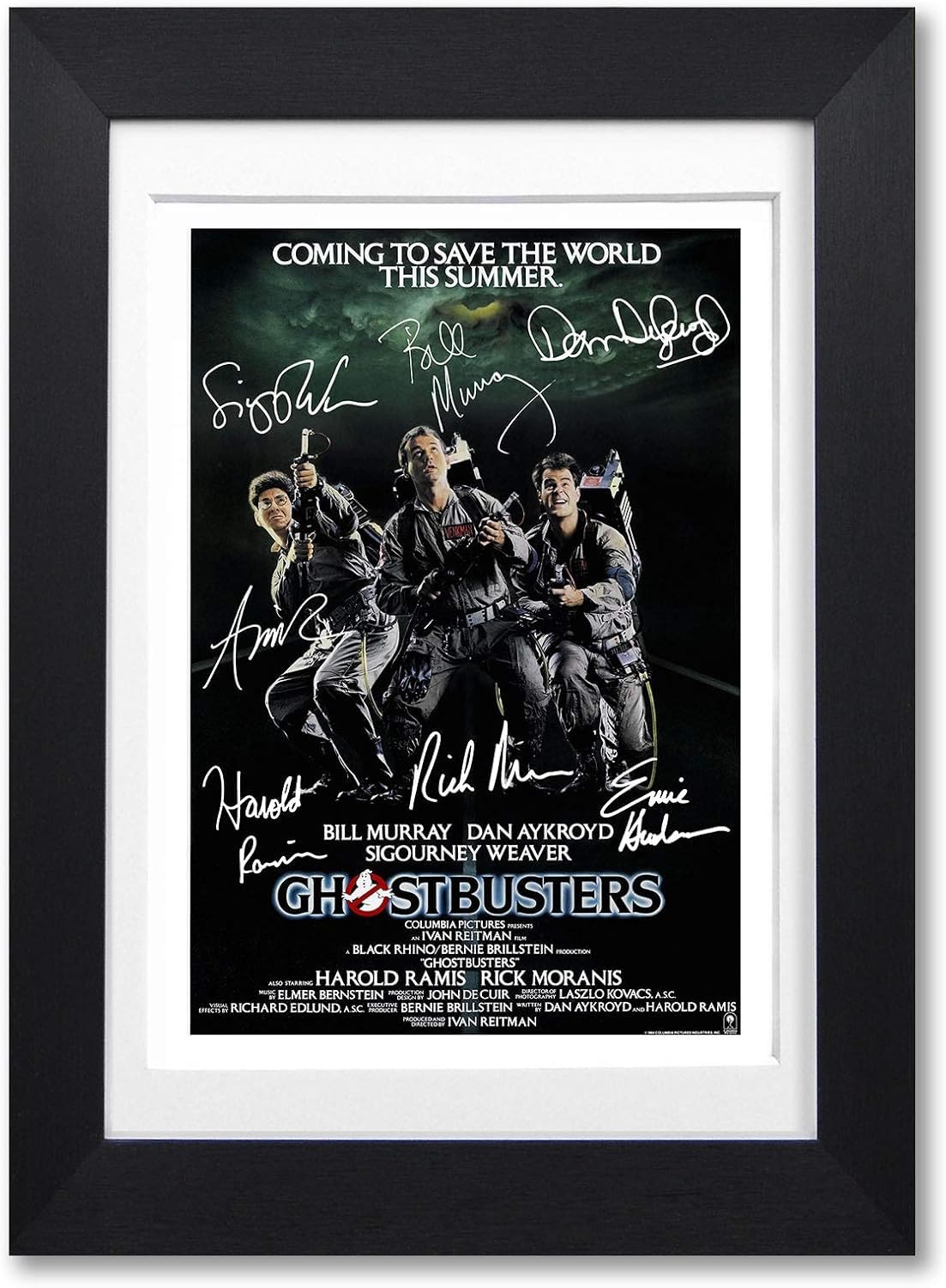 Mounted Gifts A4 Black Framed & Mounted Ghostbusters Cast Signed A4 Poster Photo Print Framed Autograph Gift Movie Film (A4 Black Framed & Mounted)