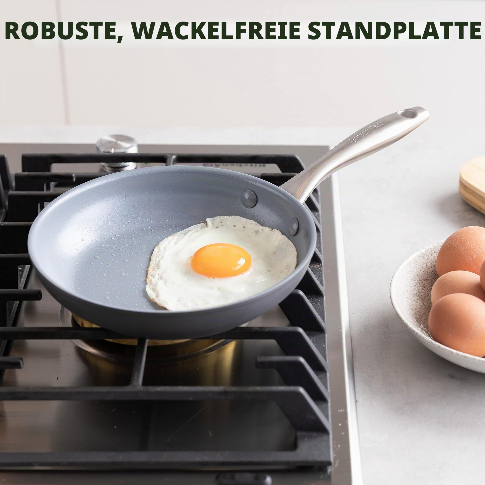 GreenPan CW0002858 Lima Gesunde, Keramik-Antihaftbeschichtung, PFAS-frei, harteloxiert, Edelstahlgriffe, Grau