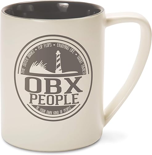 Pavilion Gift Company Taza de café gris y crema de 18 oz OBX People