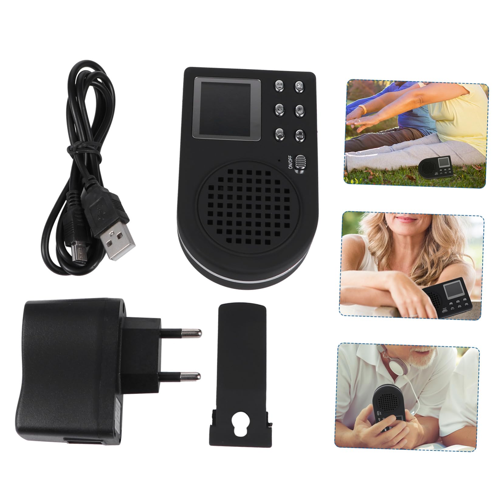 Lettore Mp3 Portatile Modello 360 in Plastica Nero con Clip | Riproduzione Sonora Esterna, Cavo USB Incluso, Regalo per Famiglia e Amici