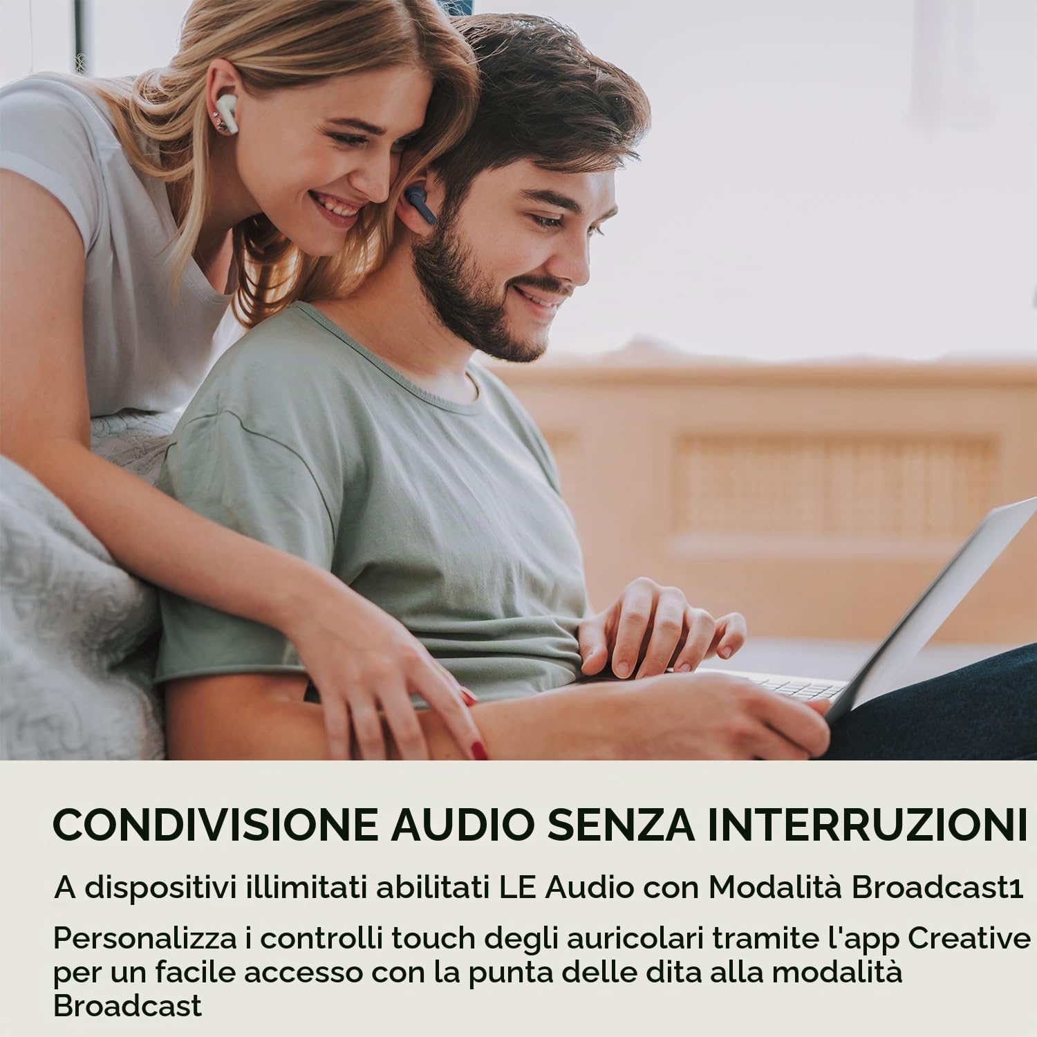 CREATIVE Zen Air Plus Auricolari True Wireless leggeri con Bluetooth LE Audio, Cancellazione Attiva Ibrida del Rumore, Modalità Ambiente, fino a 32 ore di riproduzione totale, 6 microfoni (Blu Scuro)