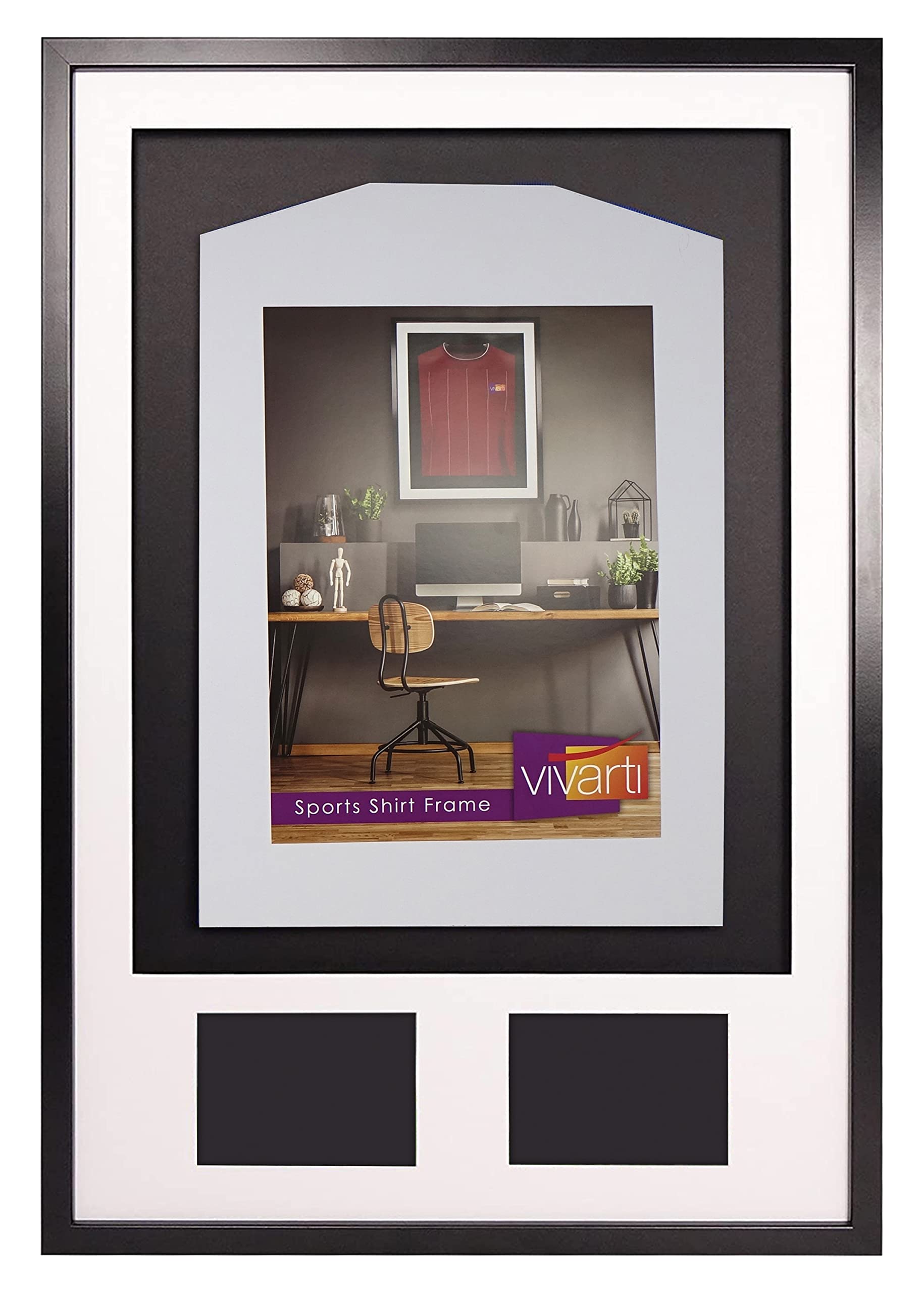 Vivarti fai da solo Adulto 3D montato - Doppia apertura Sport Camicia Display Telaio 61 x 91.5cm - Telaio nero, Monte bianco, Nero Backing Card