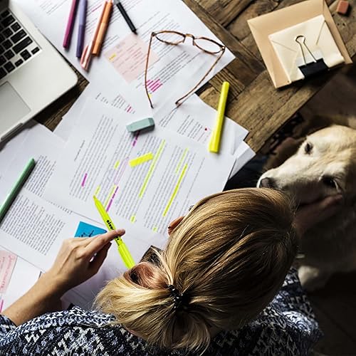 Miniatura 7 de cloudriver Resaltadores amarillos, paquete a granel de 120 unidades, resaltadores de color brillante, punta de cincel, tinta de secado rápido,