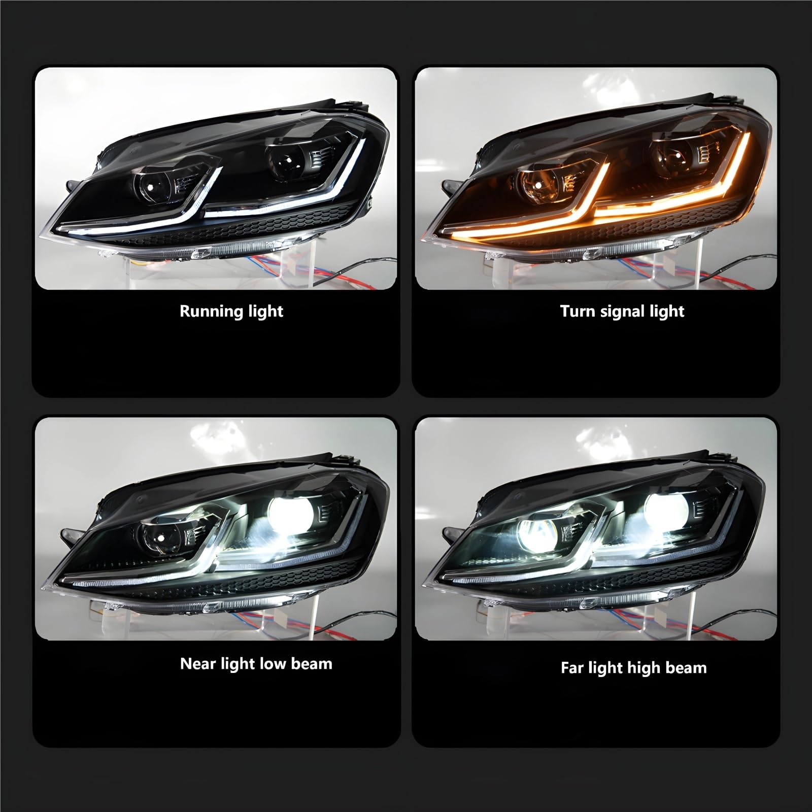 Faro Anteriore Gruppo Anteriore Fari A LED Faro Car Styling DRL Segnale Lente Del Proiettore Per VW Golf 7 MK7 Per Gti 2013 2014 2015 2016 2017 Set Di Fari(RHD,Red)