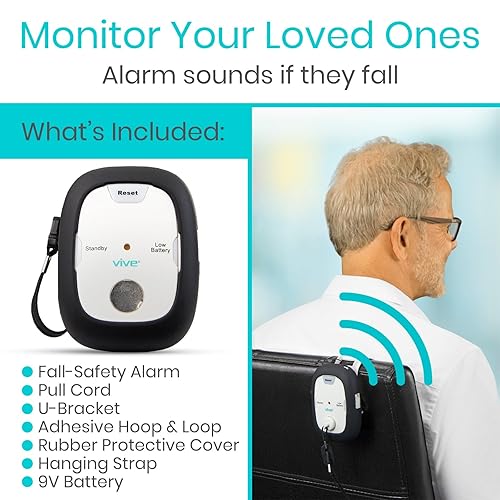 Miniatura 2 de Vive Alarma de silla con cordón magnético para adultos mayores, alarma de cama, prevención de caídas para pacientes ancianos con demencia, detección