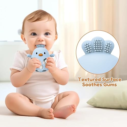 Miniatura 3 de MCGMITT Juguetes de dentición para bebés de 3 a 6 meses, sonajeros de silicona fáciles de agarrar de 0 a 6 a 12 meses, juguetes sensoriales