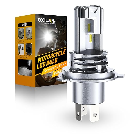 OXILAM H4/9003/HB2 Bulb for Motorcycle Hi/Low Beam, 800% Brighter, 9003 Bulb 6000K Cool White, 1:1 Halogen Size, Plug and Play, Pack of 1