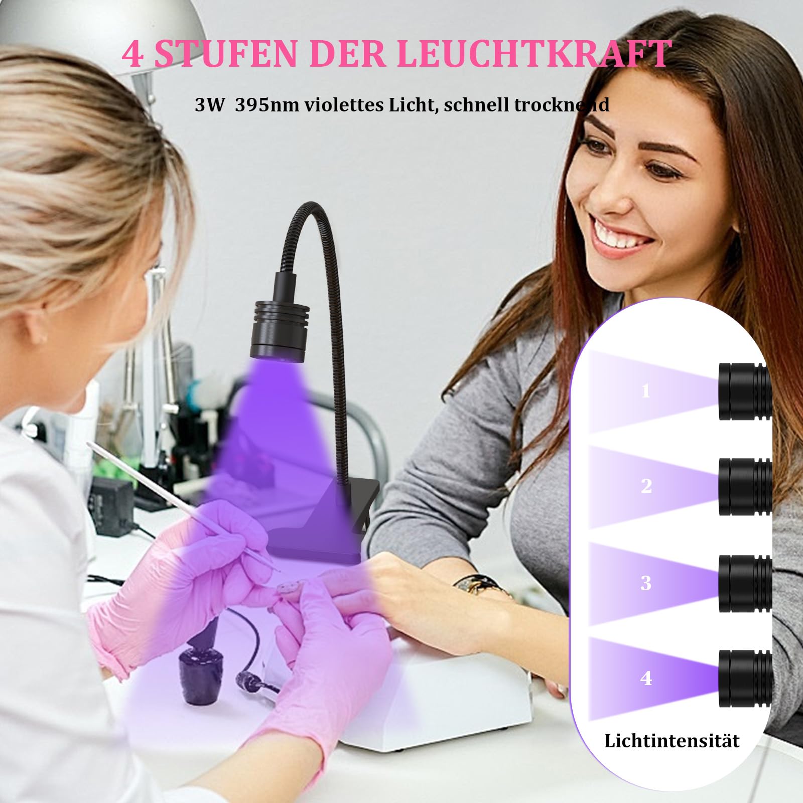 Lampe UV Professionnelle à Col de Cygne 5W, Séchage Gel/Semi-Permanent, Design Métal Réglable 360°, Alimentation USB pour Nail Art & Extensions
