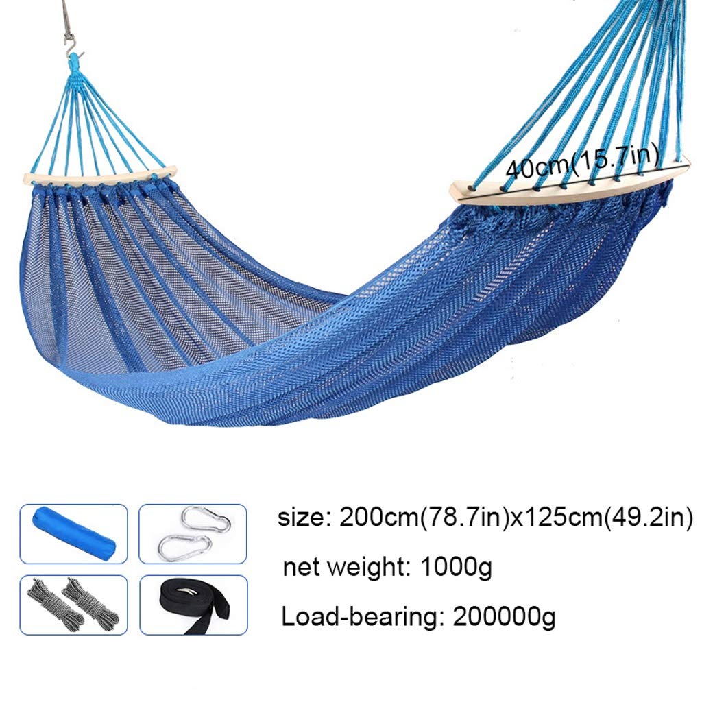 LUCBEI Huśtawka Pojedynczy podwójny hamak outdoorowy Swing Lightweight Ice Mesh Cradle Chair Przenośne krzesło wewnętrzne i zewnętrzne Swing (niebieski) sprzęt do wspinaczki i huśtawki (kolor: A)