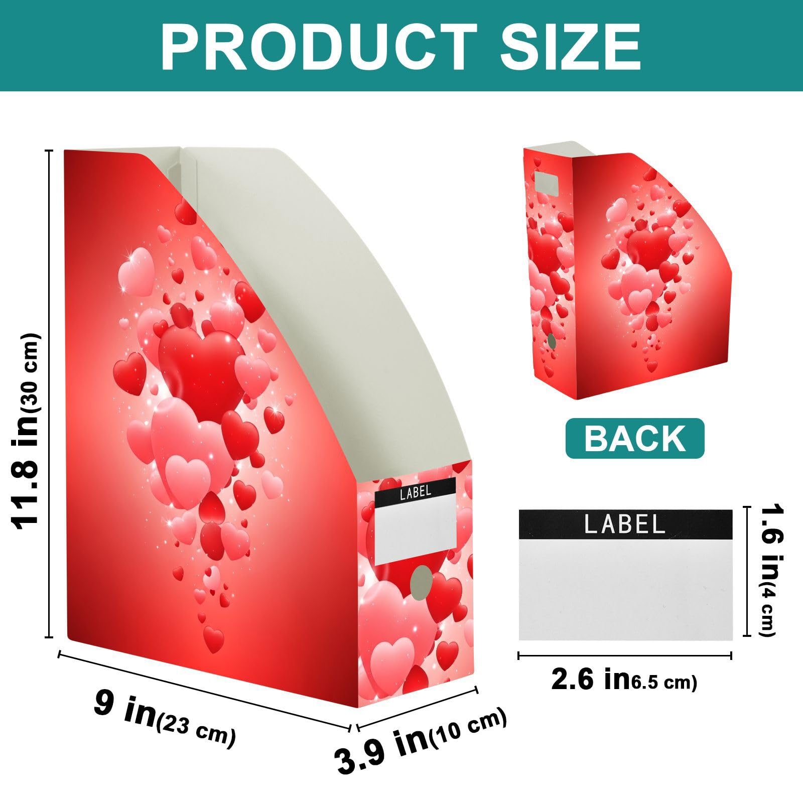Cartone animato pieghevole cuore rosso File Organizer per scrivania