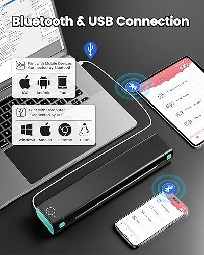 Miniatura 2 de Itari Impresoras portátiles inalámbricas para viajes, impresora térmica sin tinta con funda, compatible con letras de EE. UU. de 8.5 x 11 pulgadas,