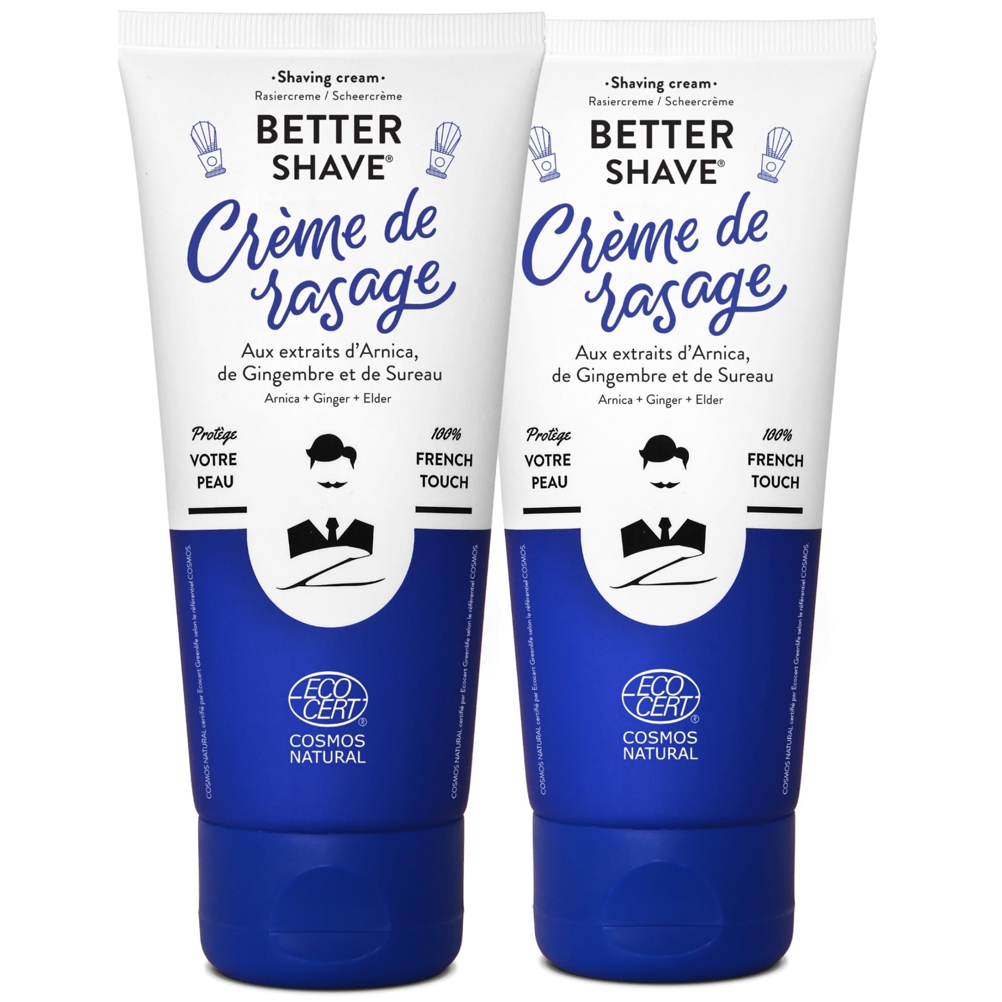 Crème à Raser Homme – Lot de 2 – Monsieur BARBIER | Texture Dense & Onctueuse pour Peaux Sensibles | Naturelle, Végane & Française | À l’Arnica, Cyprès & Gingembre