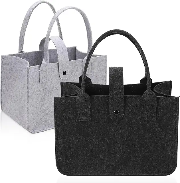 Bolsa Cesta de Fieltro Plegable para Compras, Viajes y Picnic (30x20x18 cm)