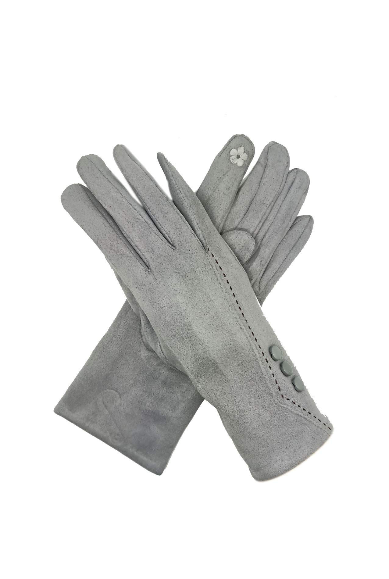 Finecy In Women's Grey - Gloves Fashion Velvet Gloves Featuring Buttontouch Screen Finger Mittens (Grey)