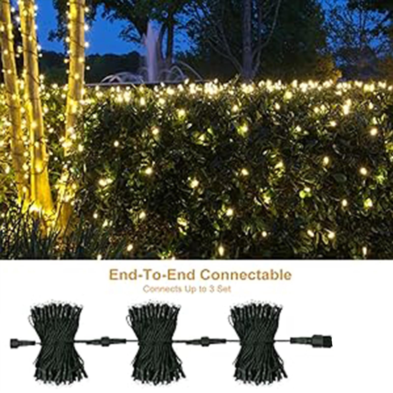 CORST Łańcuch świetlny 3 x 2 m, 200 diod LED, do użytku na zewnątrz, łańcuch świetlny, wodoszczelny, do ogrodu, z pilotem zdalnego sterowania i timerem, 8 trybów pracy (ciepła biel)