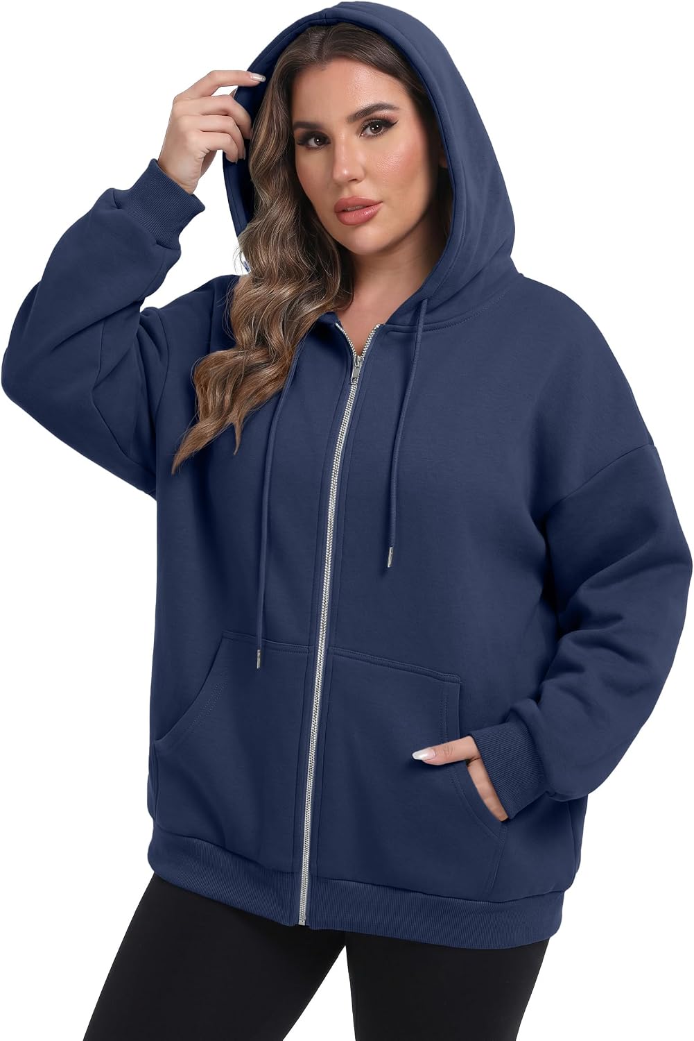  Women's Plus Size Zip Up Hoodie 2026 Fall Jacket Casual Sweatshirt thumbnail