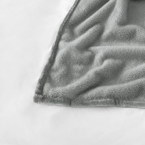 Miniatura 7 de MOONLIGHT20015 Manta de forro polar tamaño individual, manta súper suave y mullida de color gris claro para sofá y sofá, manta ligera de lujo de
