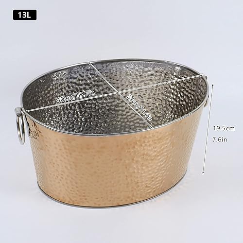 Miniatura 2 de Bañera de bebidas de 12 L, cubo de champán de acero inoxidable, cubo de hielo grande con asas, cubo de bebida para fiestas, bar en casa