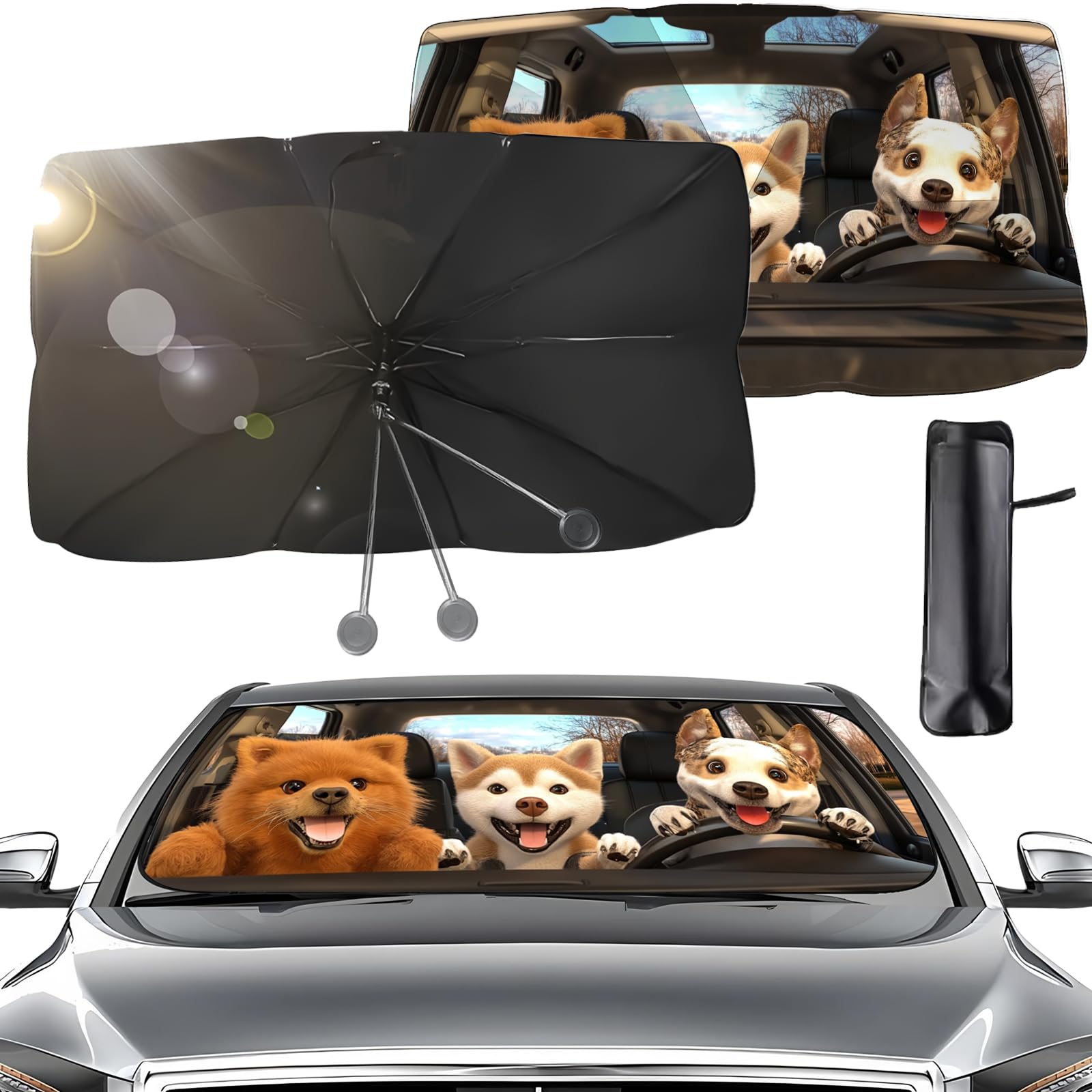 Parasole Per Parabrezza Auto - Pieghevole, 140 Cm, Riflettente UV, Per Auto, SUV E Camion - Foto 9