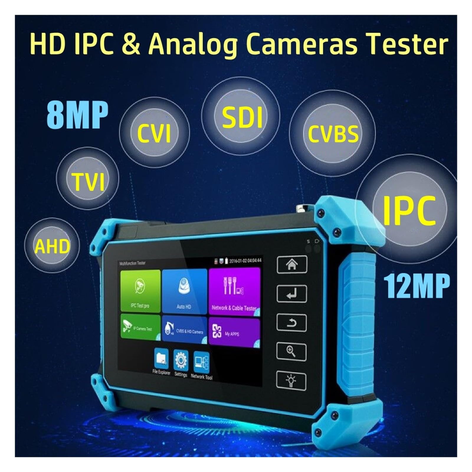 Tester per telecamere IP, Tester CCTV Tester IPC Tester Telecamera IP IPC5200C Tester CCTV 4K VGA IPC AHD CVI TVI SDI Test Cavo Corpo piccolo, portatile e più facile da trasporta(IPC-5200C)