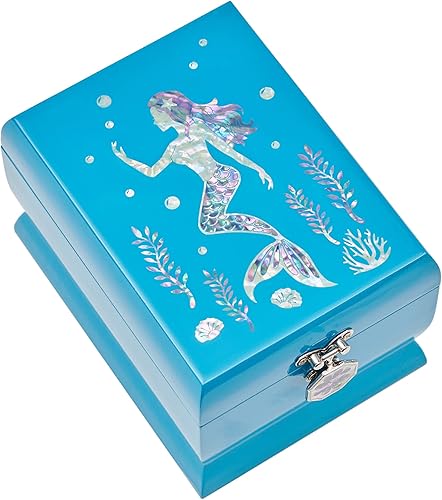 MADDesign Mother of Pearl Joyero de dos niveles extraíble bandeja de anillo sirena