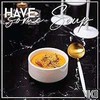 Vista 2 de Vikko Moderno juego de 4 cuencos de sopa de porcelana blanca, apilables de 9.5 onzas, elegante, estilo restaurante, apto para microondas