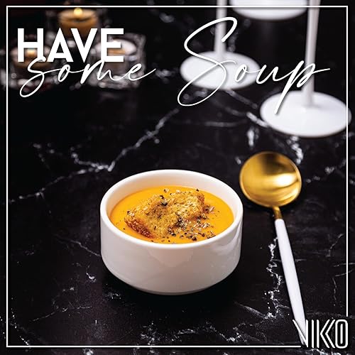 Miniatura 4 de Vikko Moderno juego de 4 cuencos de sopa de porcelana blanca, apilables de 9.5 onzas, elegante, estilo restaurante, apto para microondas y