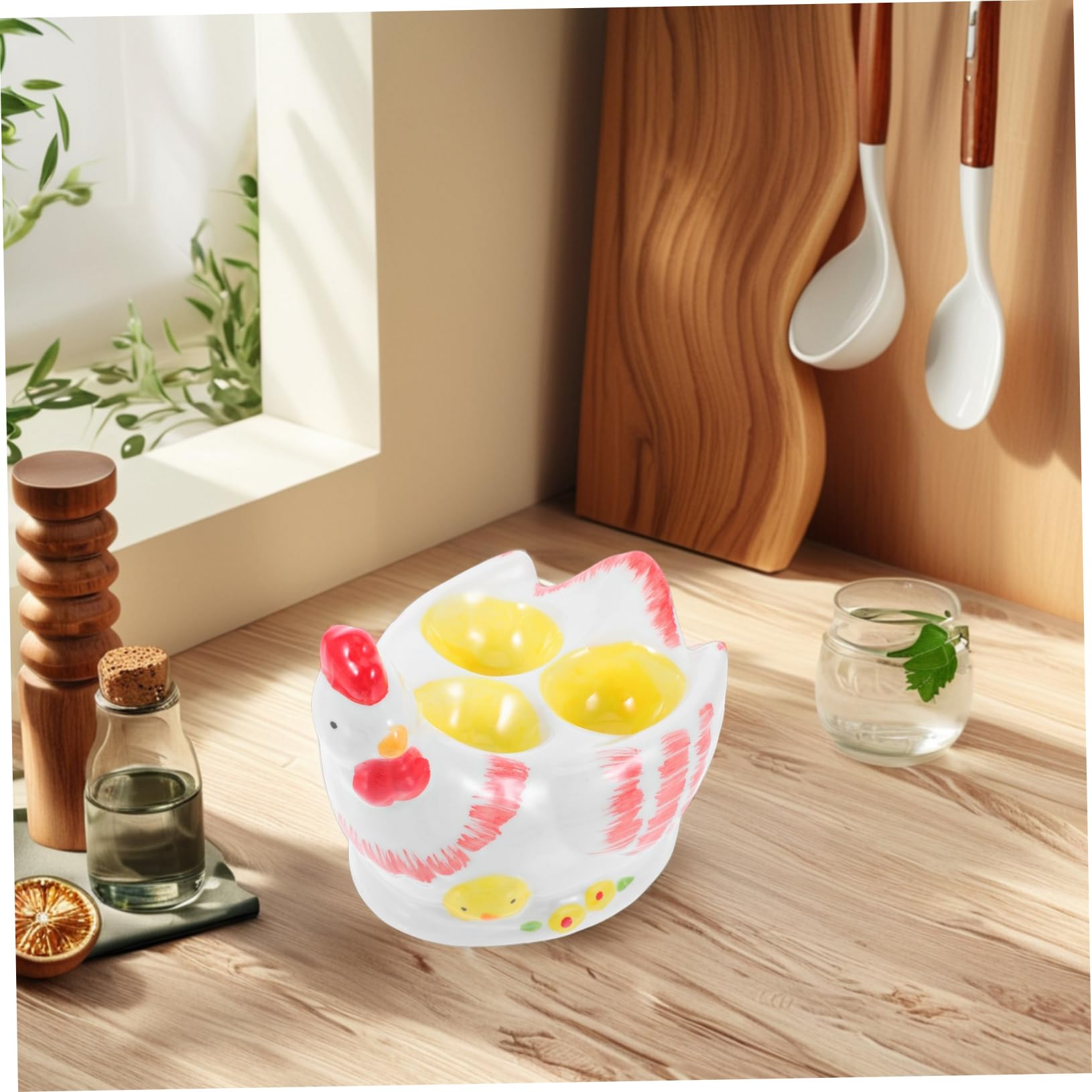 MAGICLULU Coquetier en Céramique Coq Vintage à Glaçure Craquelée 1 Pièce | Support D'œuf, Table de Rangement Pratique, Usage Quotidien et Pâques, Finition Odorante Résistante