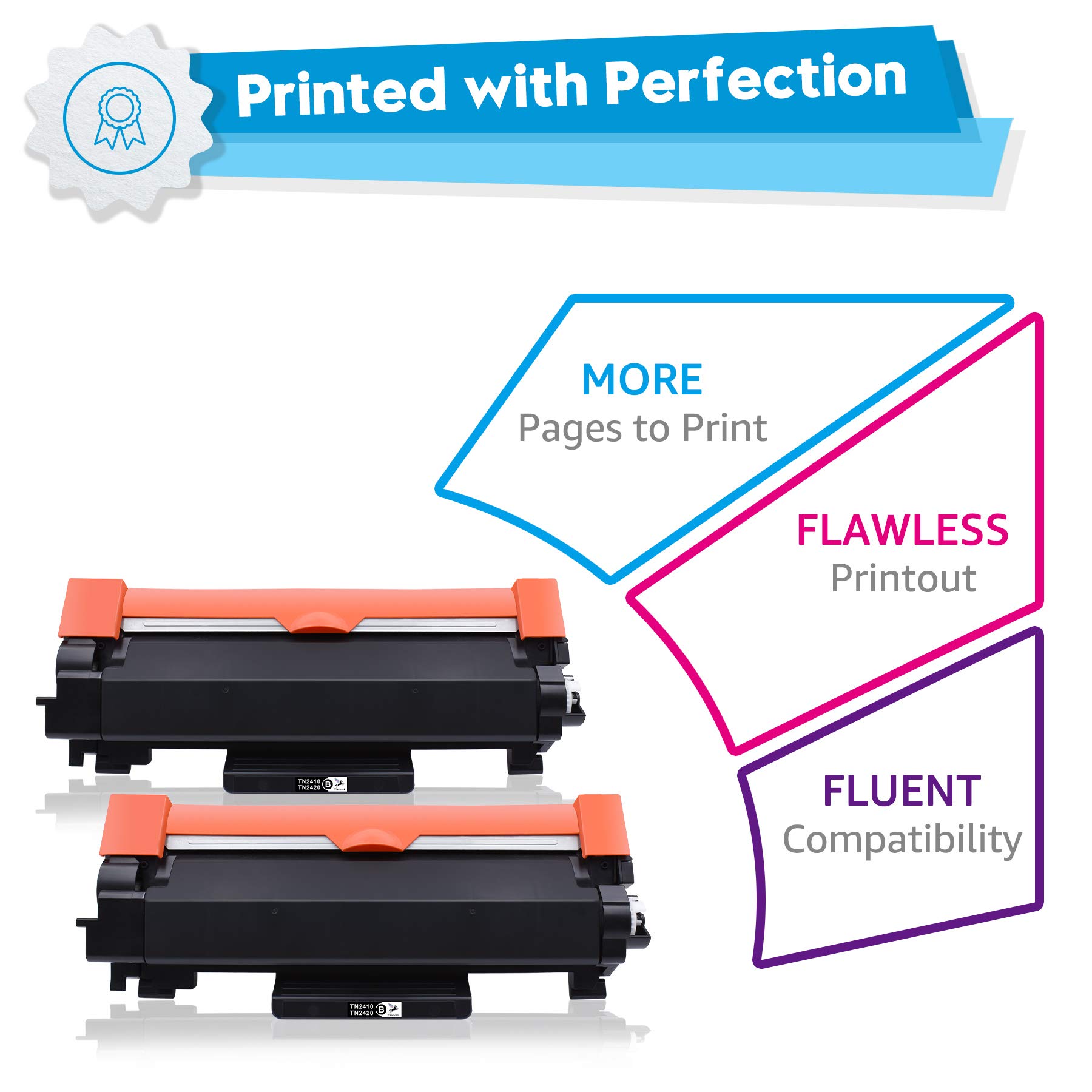 FITU WORK TN2420 TN2410 Cartucce Toner Compatibili per Brother TN2420 TN2410 per MFC-L2710DW MFC-L2710DN HL-L2350DW MFC-L2730DW MFC-L2750DW HL-L2310D HL-L2370DN HL-L2375DW DCP-L2530DW L2510D L2550DN