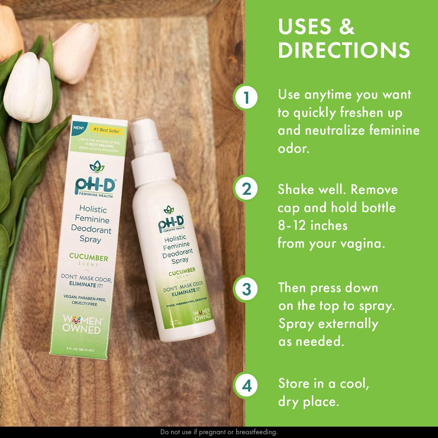 pH-D Feminine Health Holistic Feminine Deodorant Spray - Vegan, Paraben-Free and Cruelty-Free - Cucumber Scented - 3 oz : Health & Household